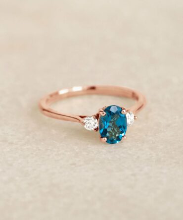 London Blue Topaz and Diamond Ring Rose Gold - Kindra