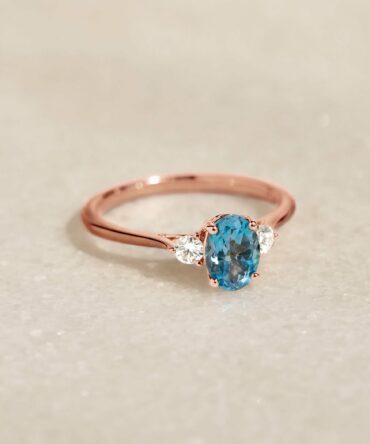 Swiss Blue Topaz and Diamond Ring Rose Gold - Kindra