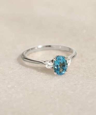 Swiss Blue Topaz and Diamond Ring White Gold - Kindra